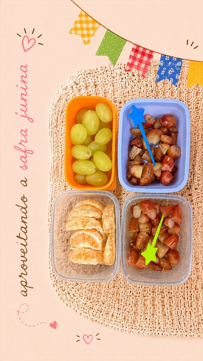 Lancheira com uvas verdes, tomate e mini croissant